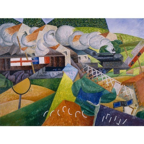 Red Cross Train Passing a Village