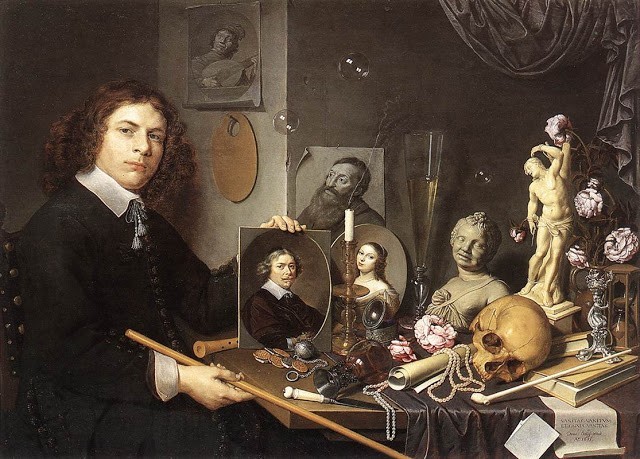 Vanitas with self-portrait